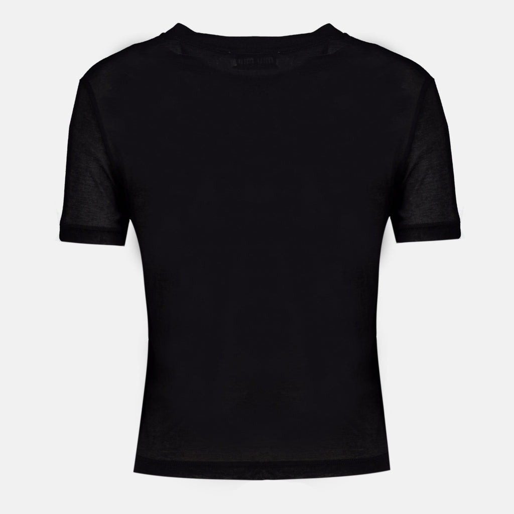 Black Ribbed Jersey T-Shirt