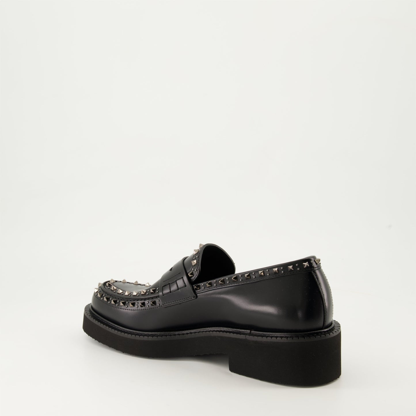 black leather moccasins, round toe, leather sole, refined footwear, classic black moccasins