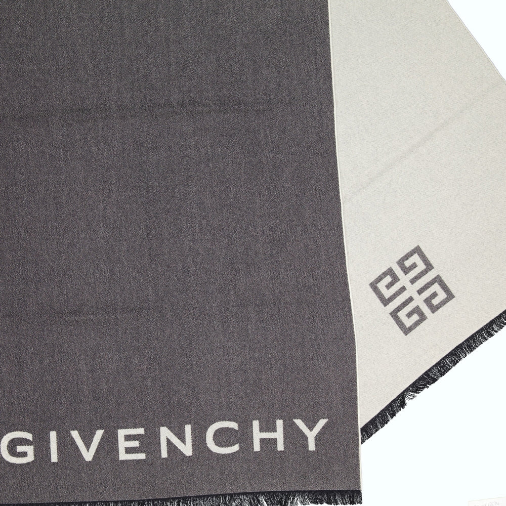 Gray Wool Scarf, Givenchy Scarf, Luxury Fashion, Unisex Scarf, 4G Design