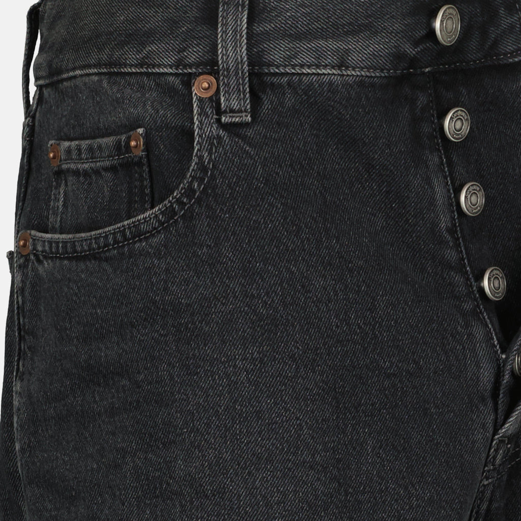 denim jeans, Saint Laurent jeans, Westwood denim, straight-cut jeans, faded black jeans