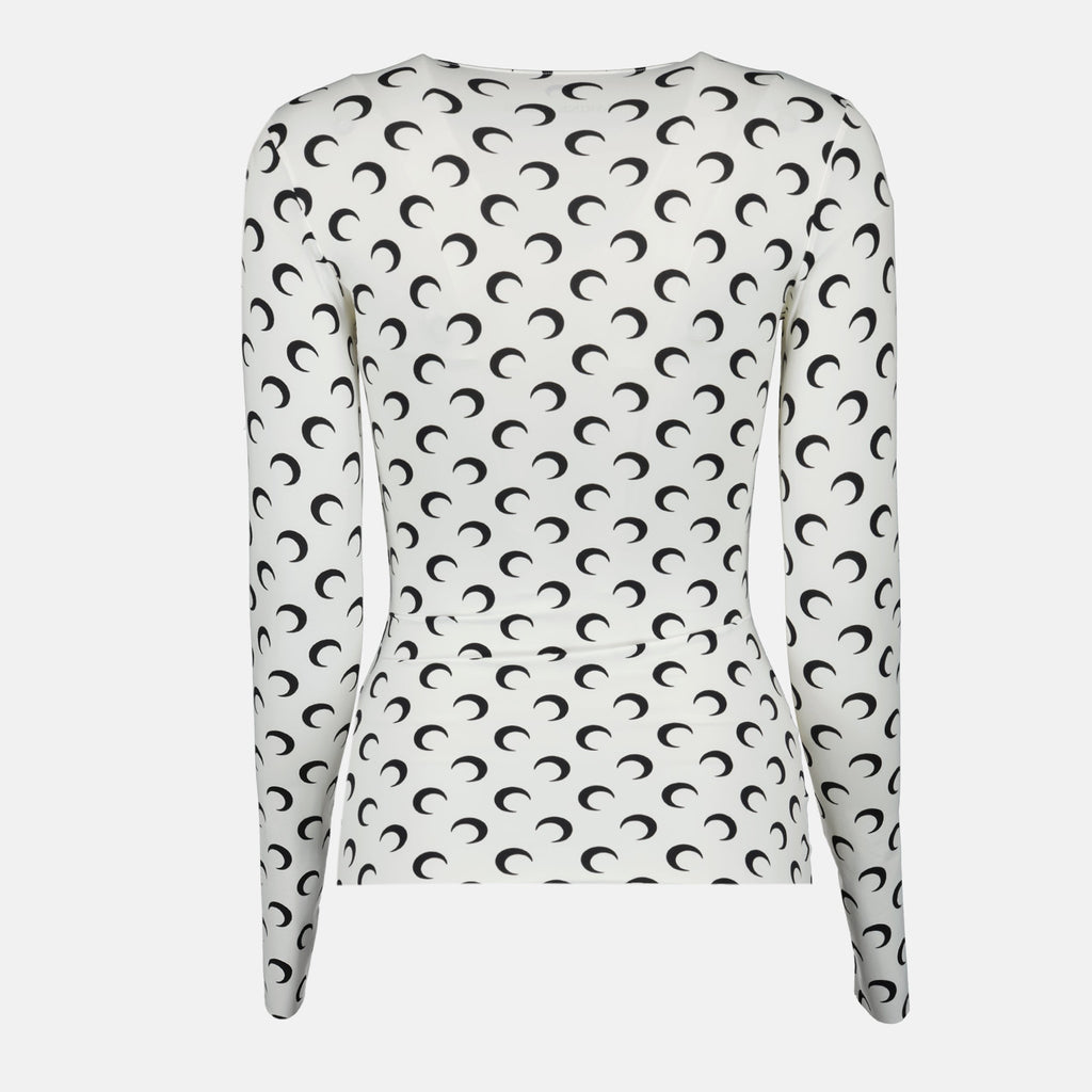 Marine Serre, Jersey Top, Moon Print, Long Sleeve Top, Autumn-Winter Collection