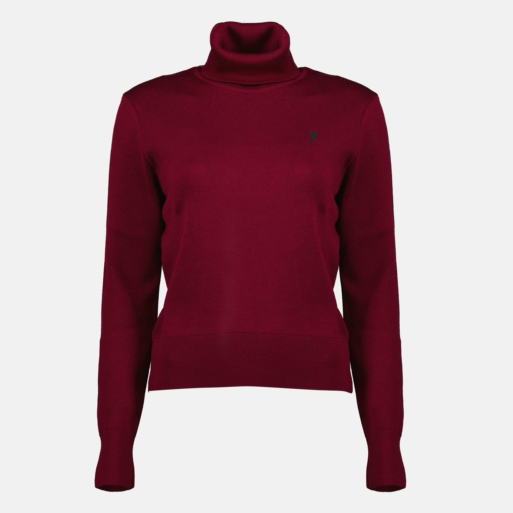 Ami de coeur pullover, AMI Paris sweater, bordeaux wool pullover, fall winter collection, cozy roll neck sweater
