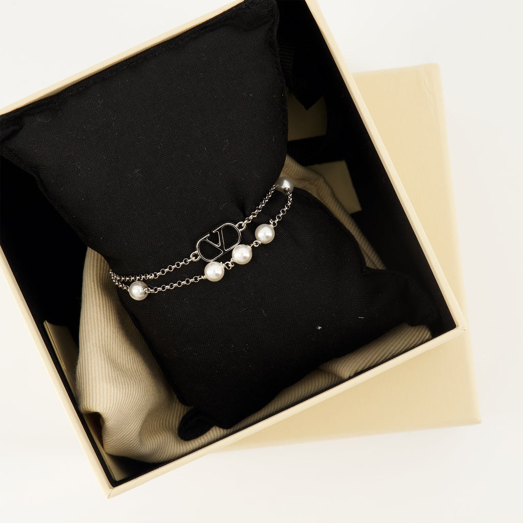 VLogo Pearl Bracelet, Valentino jewelry, Swarovski pearls, elegant bracelet, luxury accessories