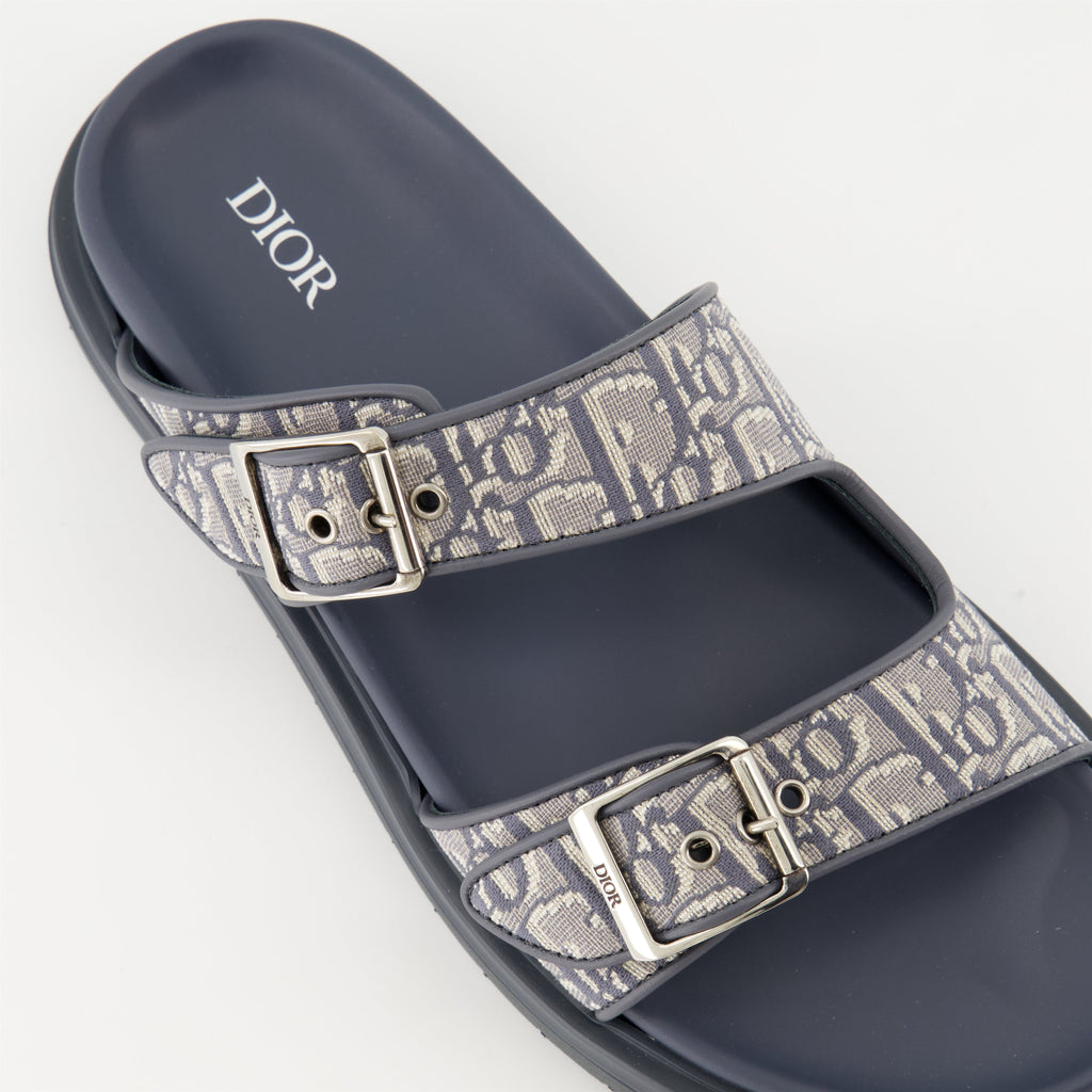 Dior sandals, luxury shoes, embroidered fabric sandals, rubber sole sandals, designer footwear