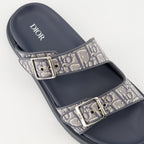 Dior sandals, luxury shoes, embroidered fabric sandals, rubber sole sandals, designer footwear