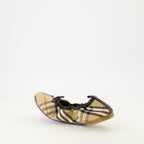 Image of Fawn Check Beige Ballerinas by Burberry for Women - Season Spring-Summer 2026 - Back Right Three-Quarter View