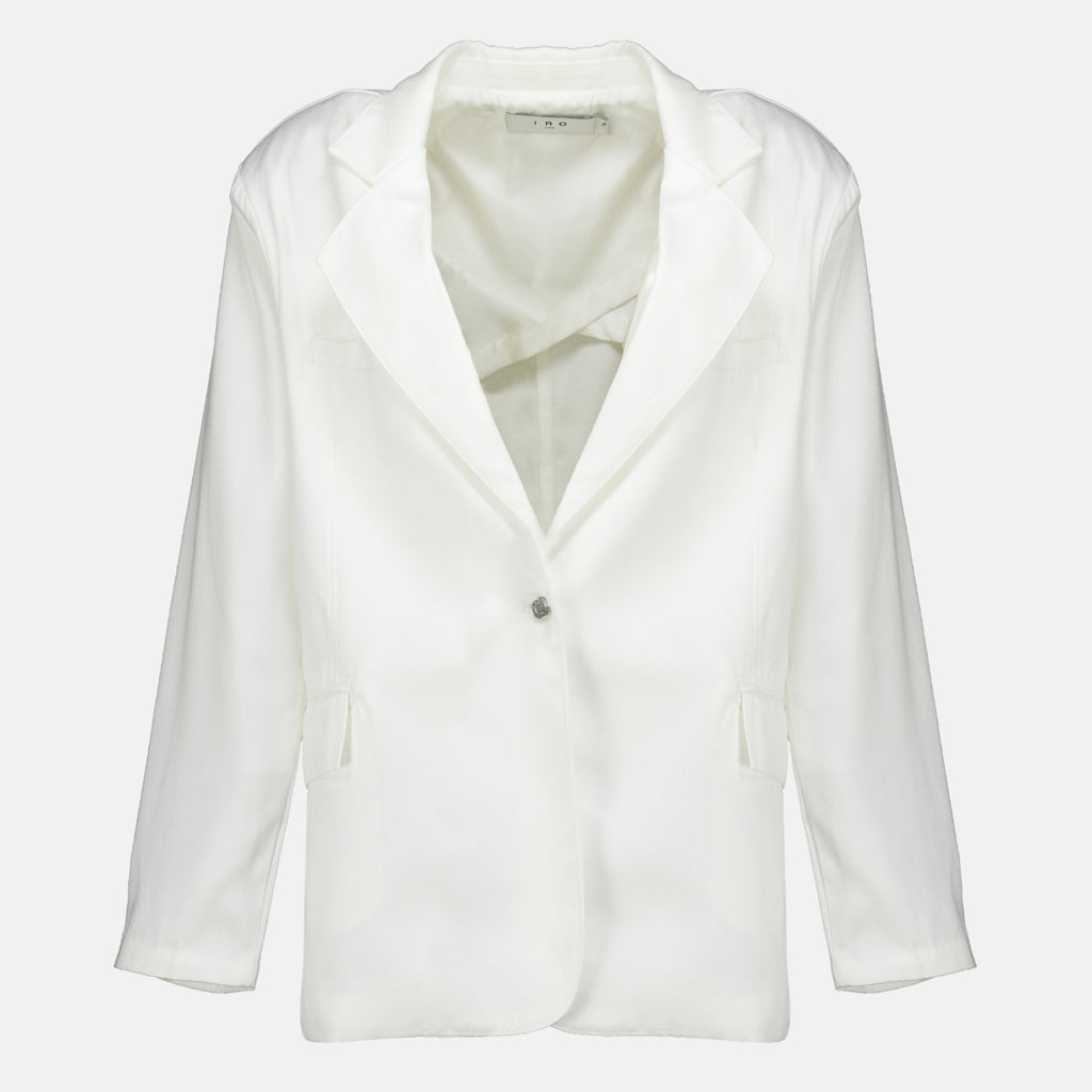 Taillierte Satin-Denim-Jacke