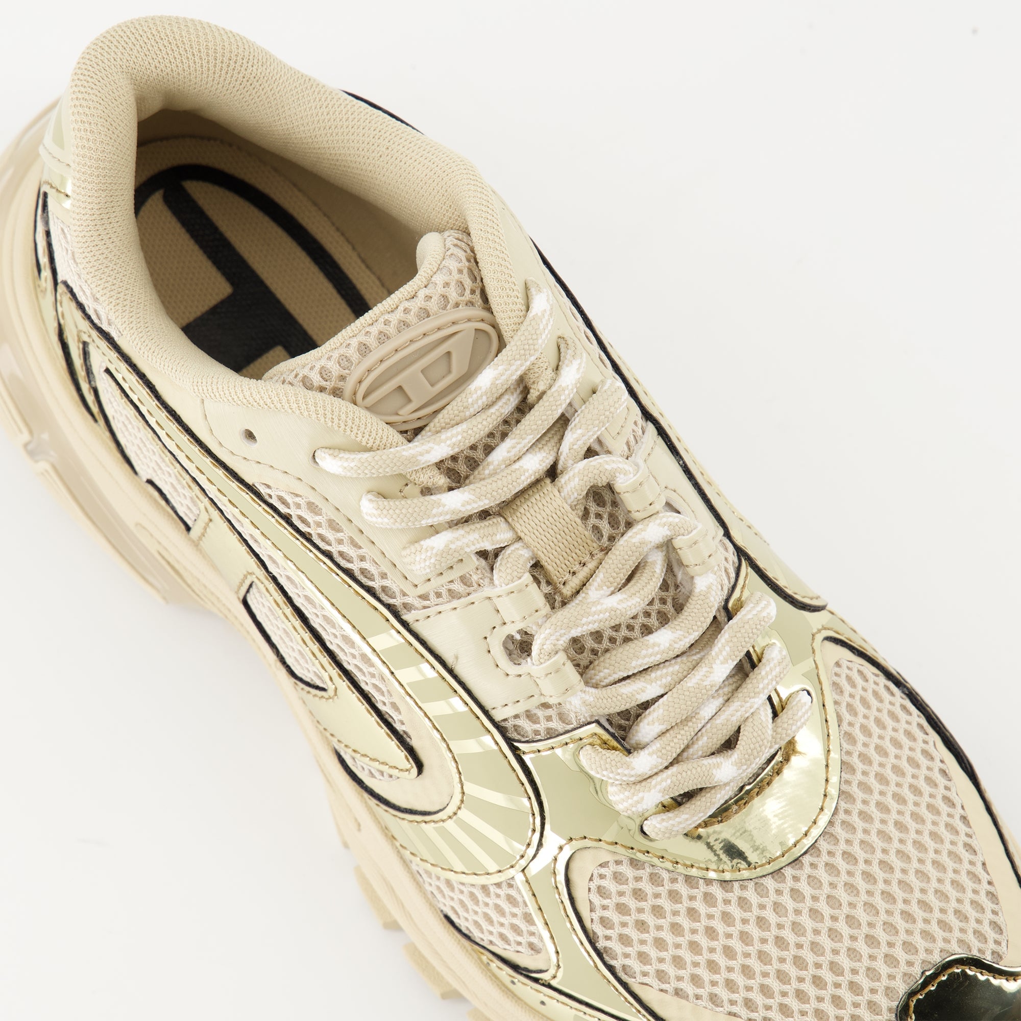 Diesel sneakers, breathable mesh footwear, modern sneaker design, S-Pro-V-Dense Low, beige casual shoes