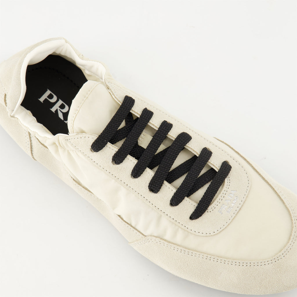 beige sneakers, Prada Collapse sneakers, Re-Nylon footwear, sustainable luxury sneakers, women's casual sneakers