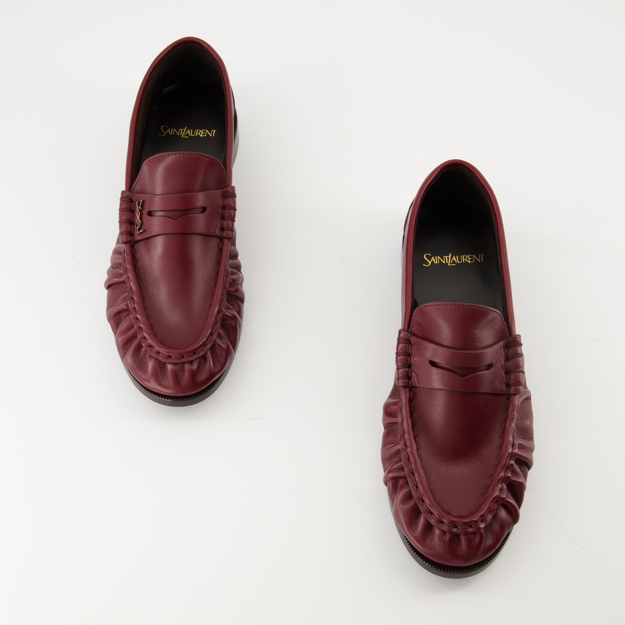 Loafer Moccasins, Saint Laurent Footwear, Red Leather Slip-Ons, Luxury Women's Shoes, Autumn-Winter Collection
