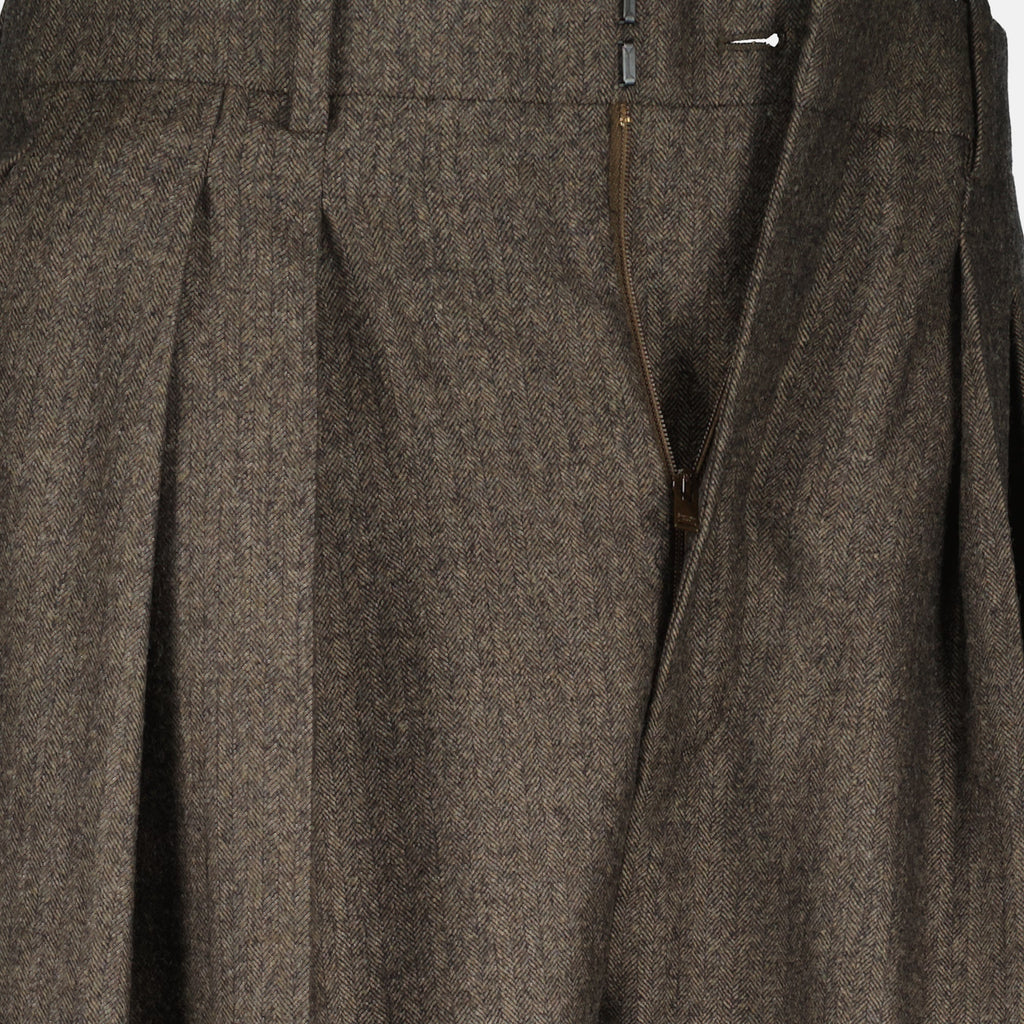 brown trousers, Saint Laurent, chevron pattern, wide fit trousers, Autumn-Winter 2025