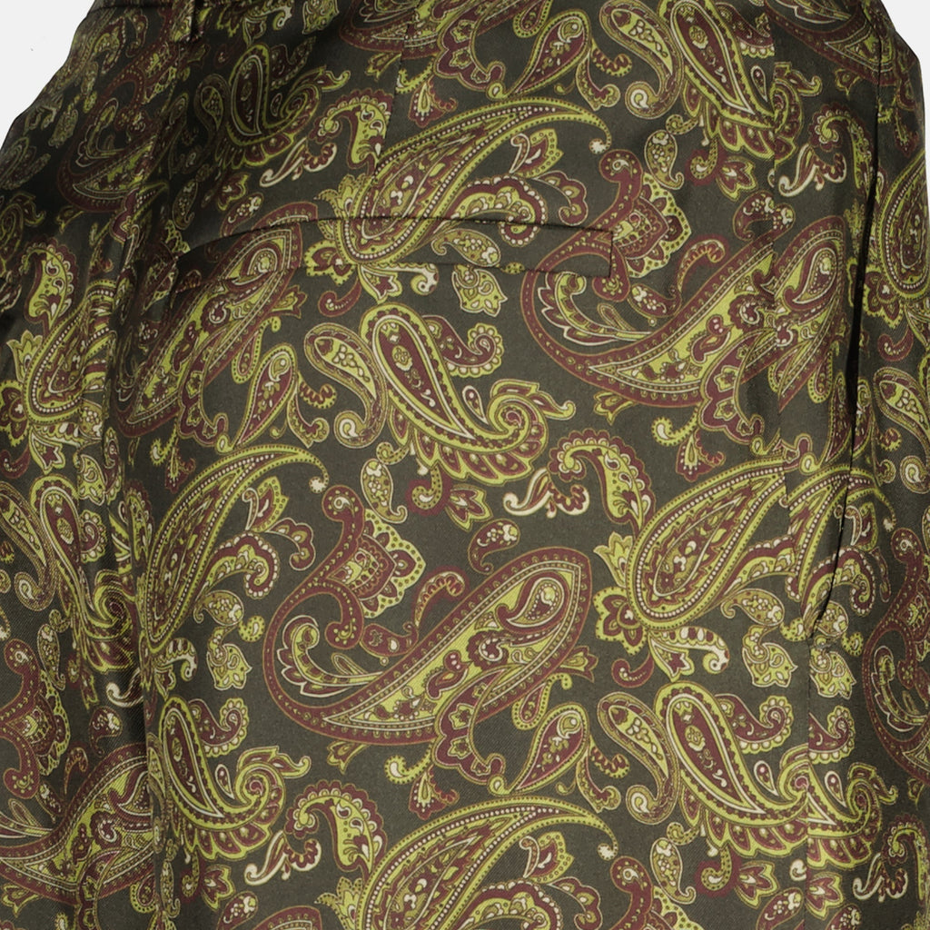 silk trousers, Saint Laurent, printed trousers, high-waisted pants, women's fashion