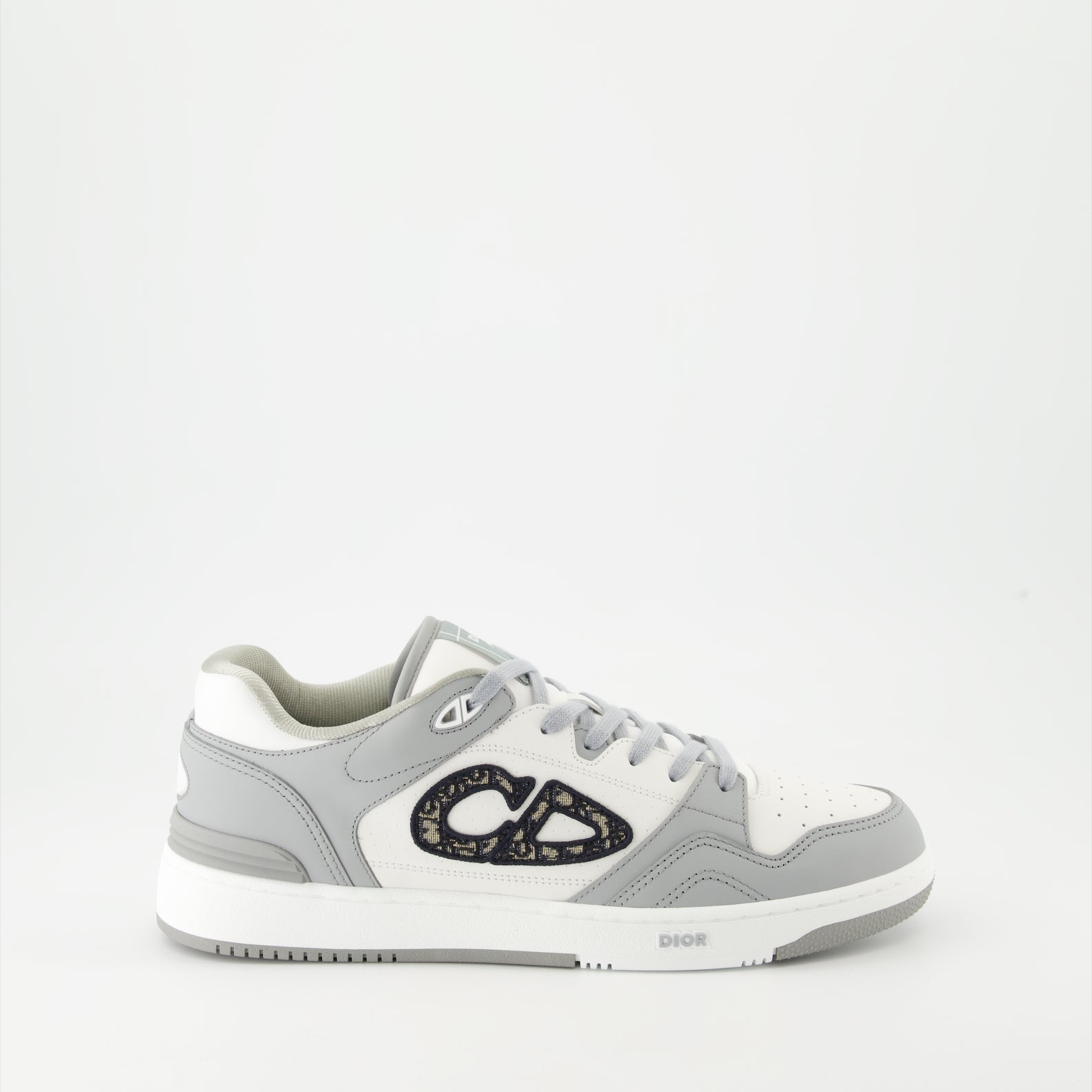 Image of Gray Leather B57 Sneakers by Dior for Men - Season Autumn-Winter 2024 - Right Side View