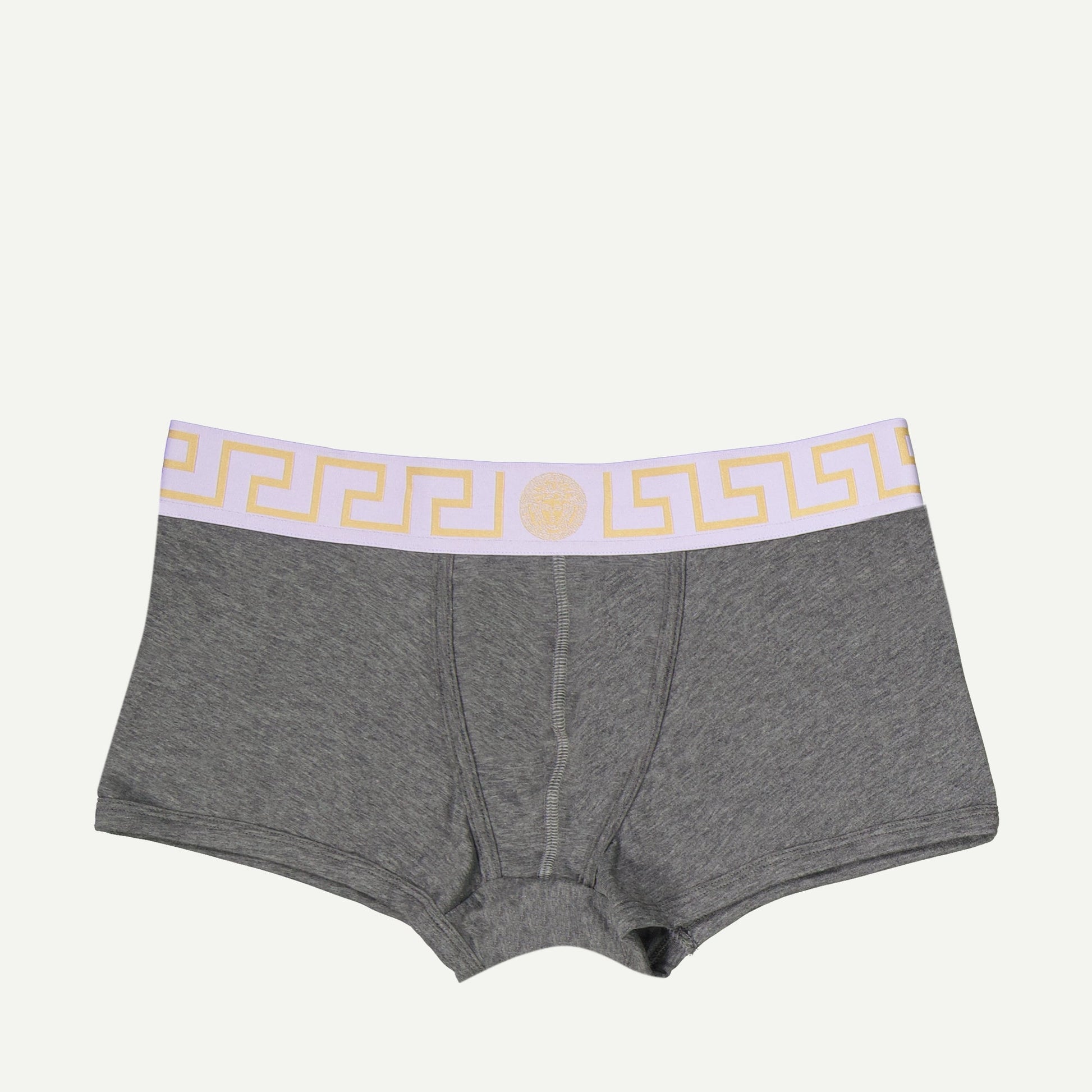 Greca pattern boxer, cotton elastane briefs, gray boxer shorts, versatile men's underwear, Fall Winter 2024 collection