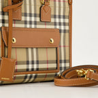 Mini Cabas Freya, Burberry bag, vintage check bag, adjustable strap handbag, canvas leather handbag