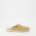 beige mules, suede footwear, Prada mules, spring summer shoes, elegant slip-ons