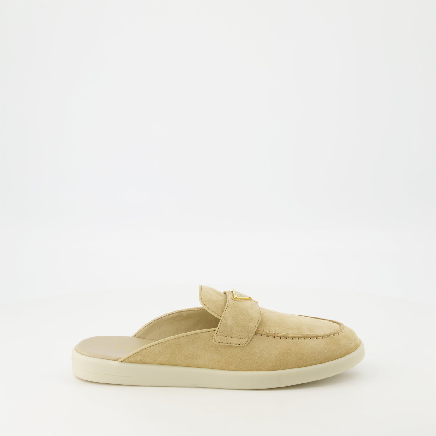 beige mules, suede footwear, Prada mules, spring summer shoes, elegant slip-ons