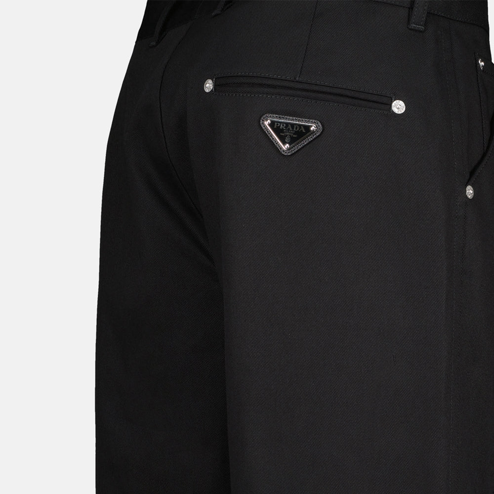 Image of Classic Cotton Straight Pants by Prada for Men - Season Autumn-Winter 2024 - Detail View 5