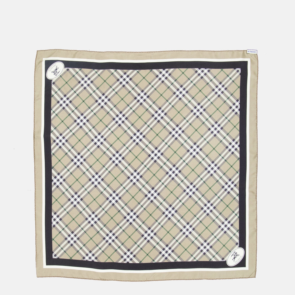 Burberry scarf, silk square scarf, vintage check print, unisex accessory, luxury scarves