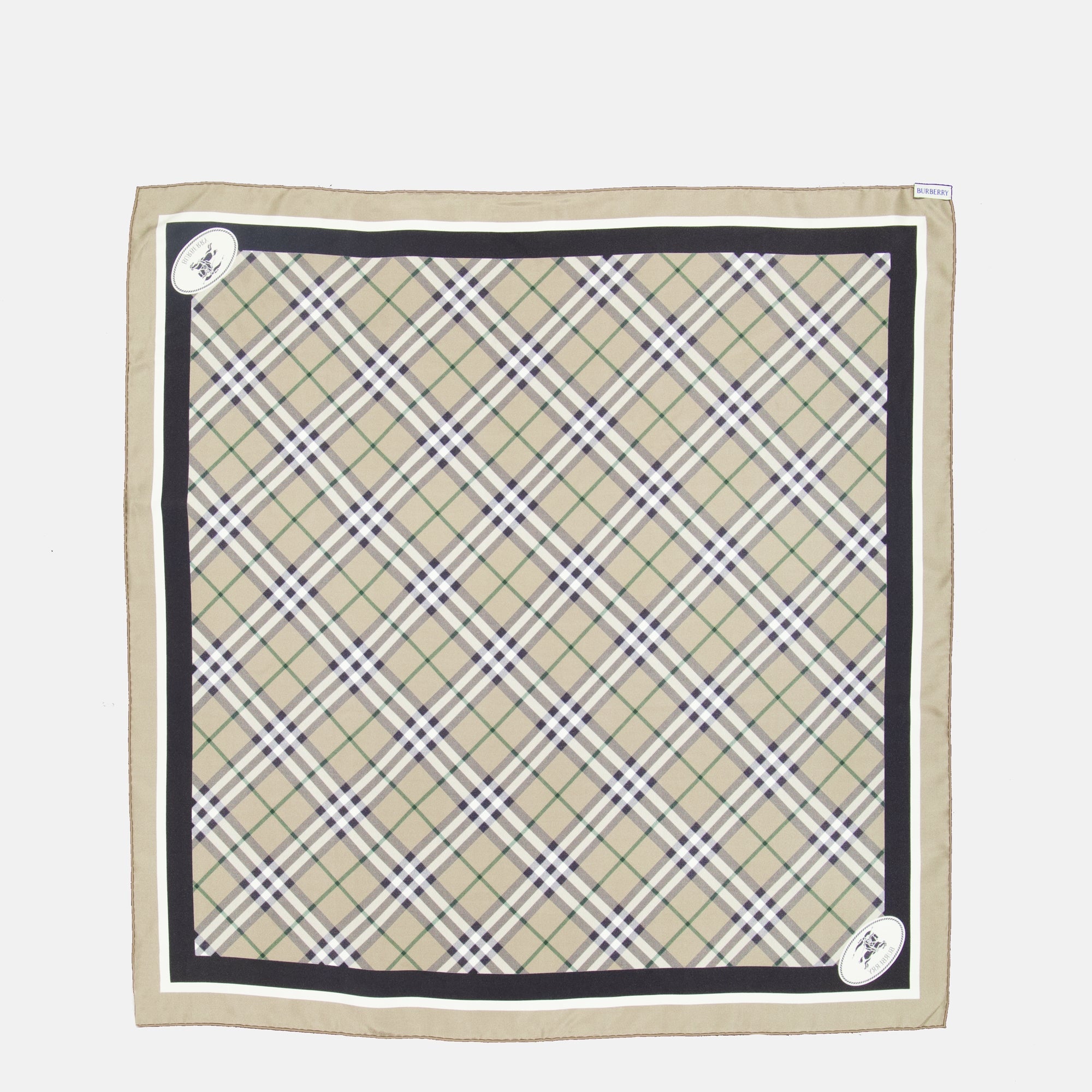 Burberry scarf, silk square scarf, vintage check print, unisex accessory, luxury scarves