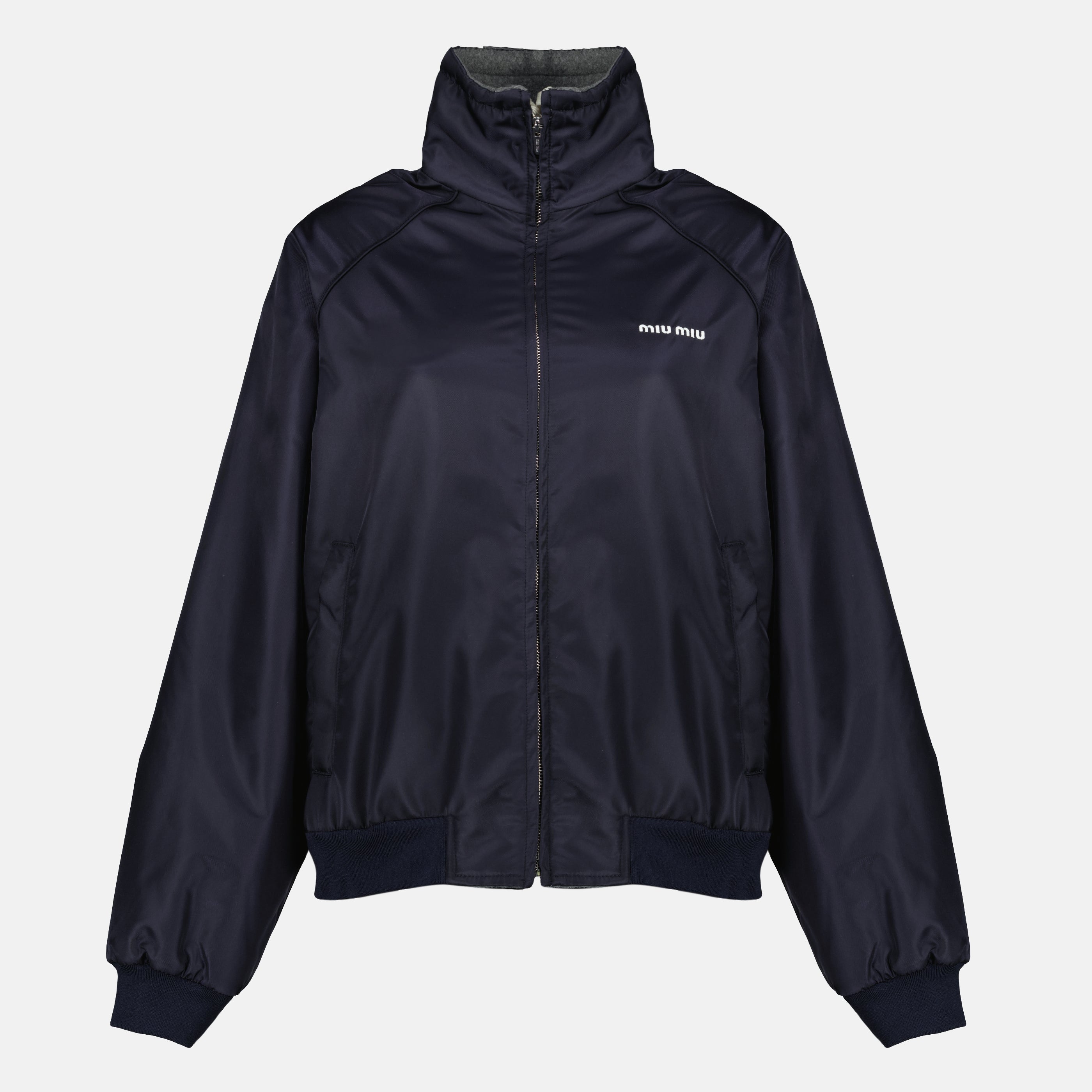 Image of Reversible Blouson Blue and Grey by Miu Miu for Women - Season Spring-Summer 2026 - Front View