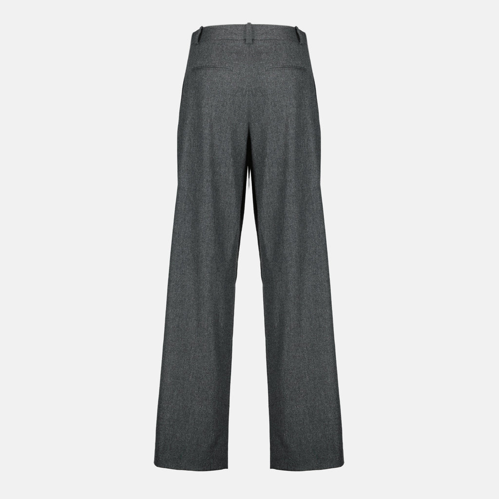 Khaite pants, grey wool pants, wide cut pants, high waist trousers, women's autumn fashion