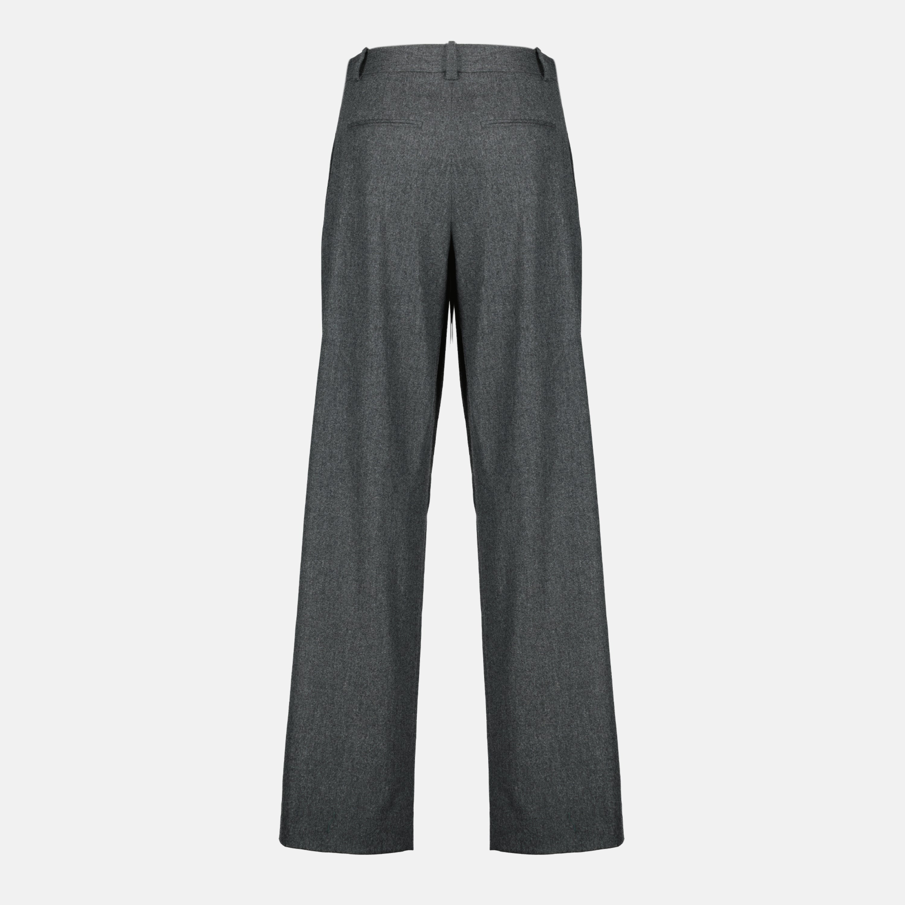 Khaite pants, grey wool pants, wide cut pants, high waist trousers, women's autumn fashion