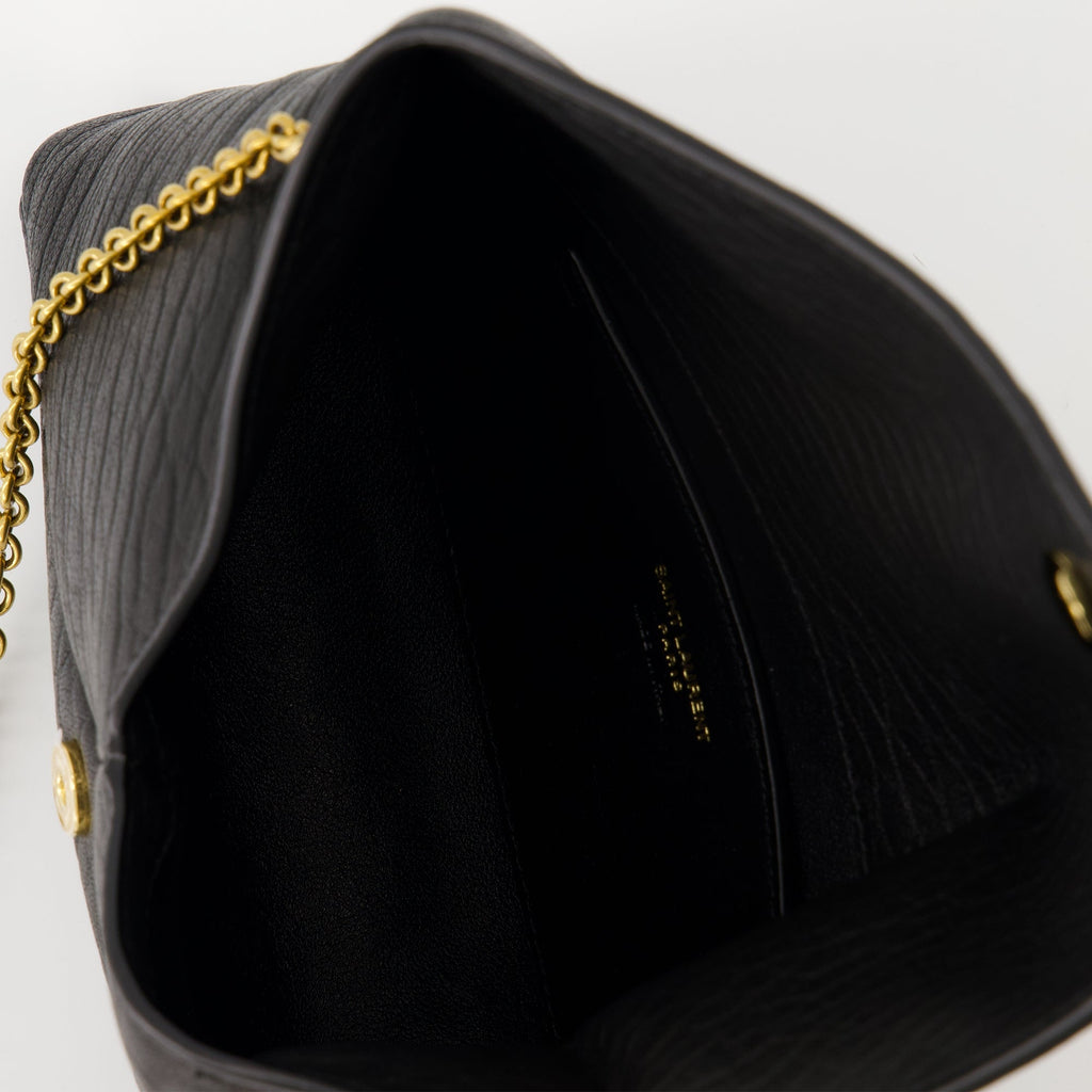 Cassandre Pouch, Saint Laurent bag, black chain pouch, lambskin leather bag, luxury accessory