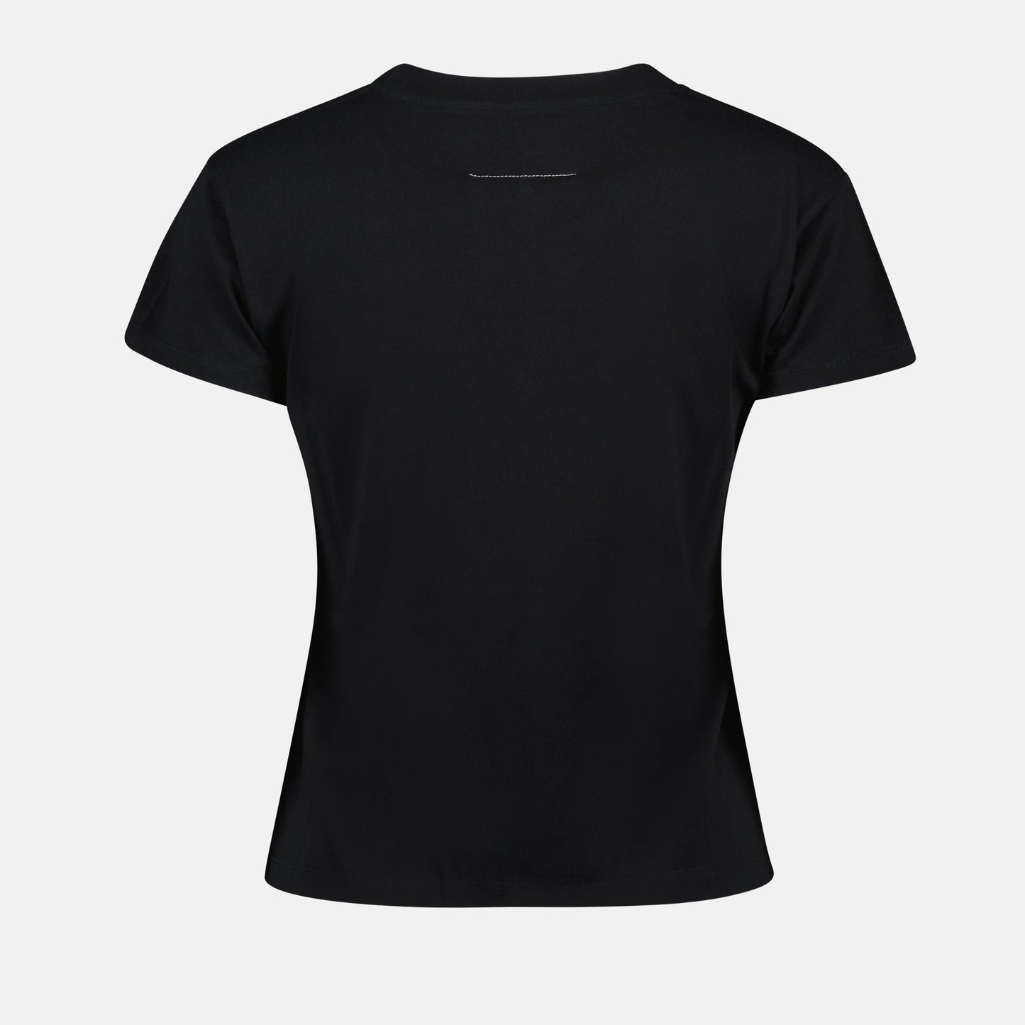 Black T-shirt, MM6 collection, Cotton jersey, Cropped top, Numeric signature