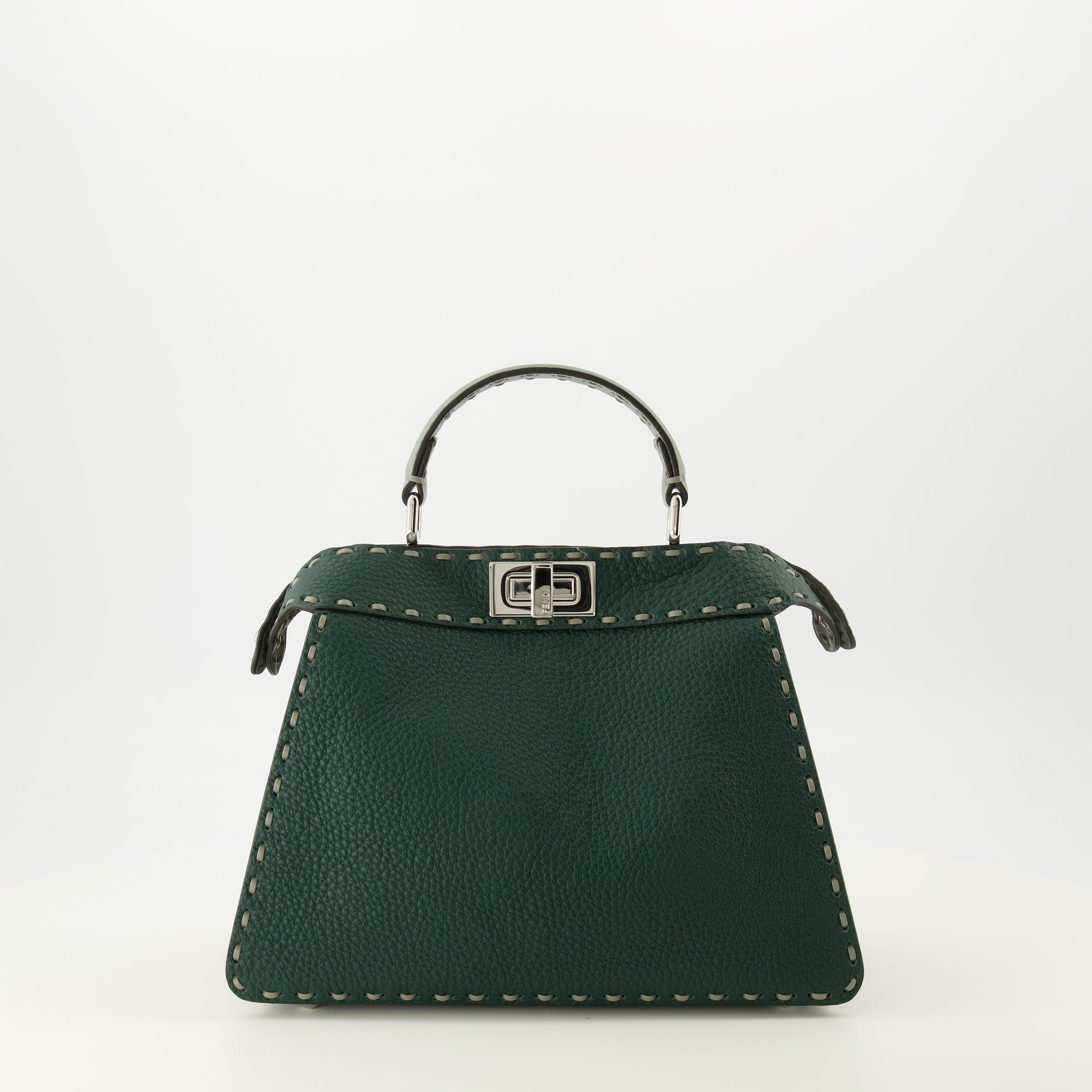 Fendi handbag, Peekabooiseeu bag, green leather bag, luxury accessories, designer handbags
