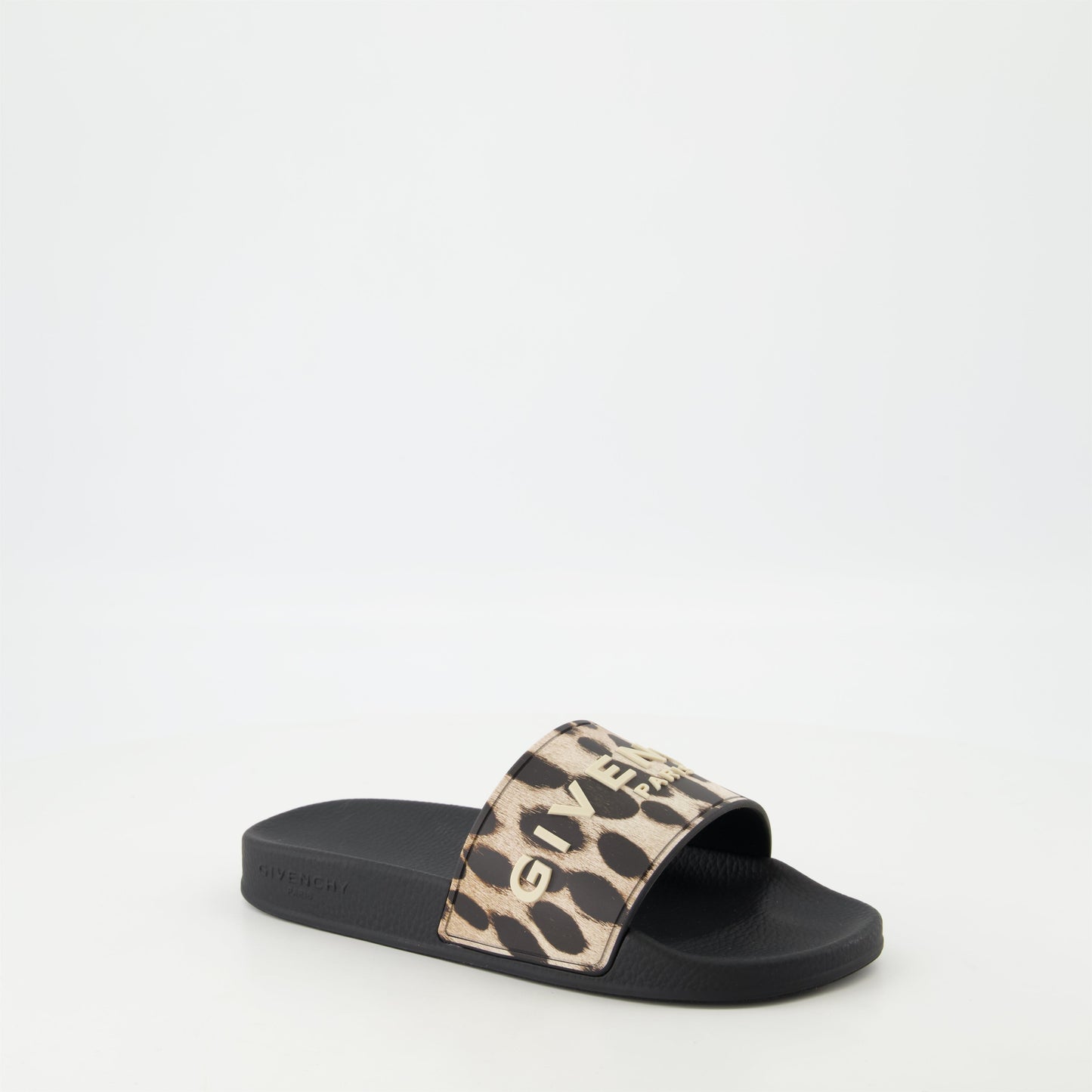 leopard print slides, Givenchy slides, rubber sandals, Spring-Summer 2025 fashion, molded sole sandals