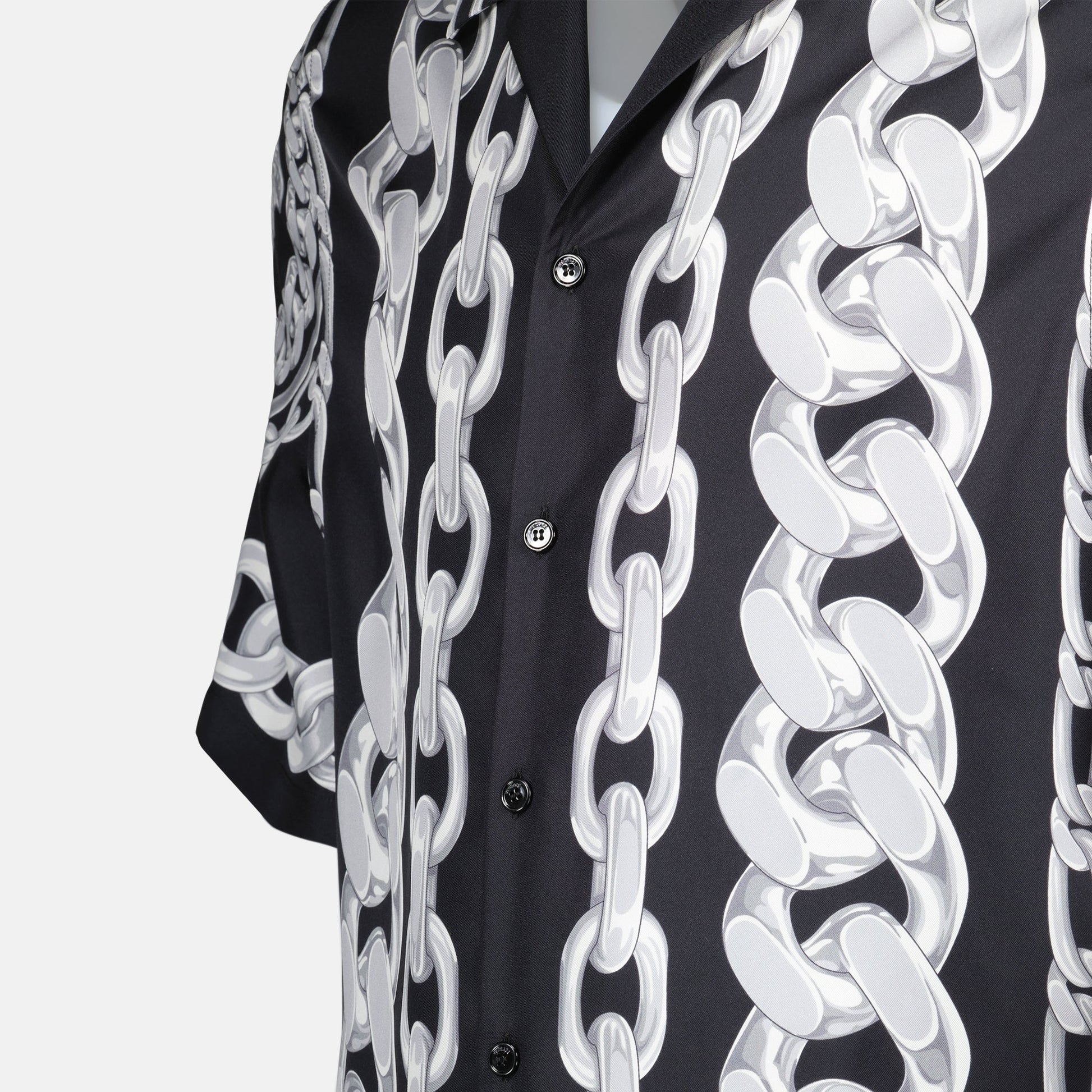 Medusa Chains, Silk Shirt, Spring-Summer 2025, Bicolor Design, Versace