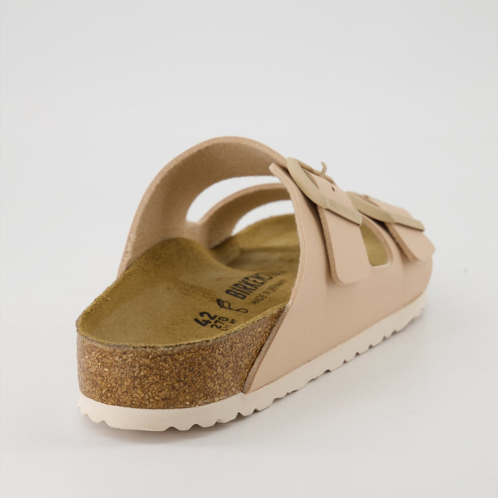 Arizona Birko-Flor, beige sandals, luxury footwear, Birkenstock collection, summer sandals