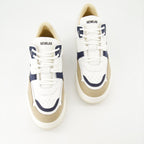 luxury sneakers, white leather sneakers, beige suede sneakers, New Lab Spring-Summer 2024, crantée rubber sole