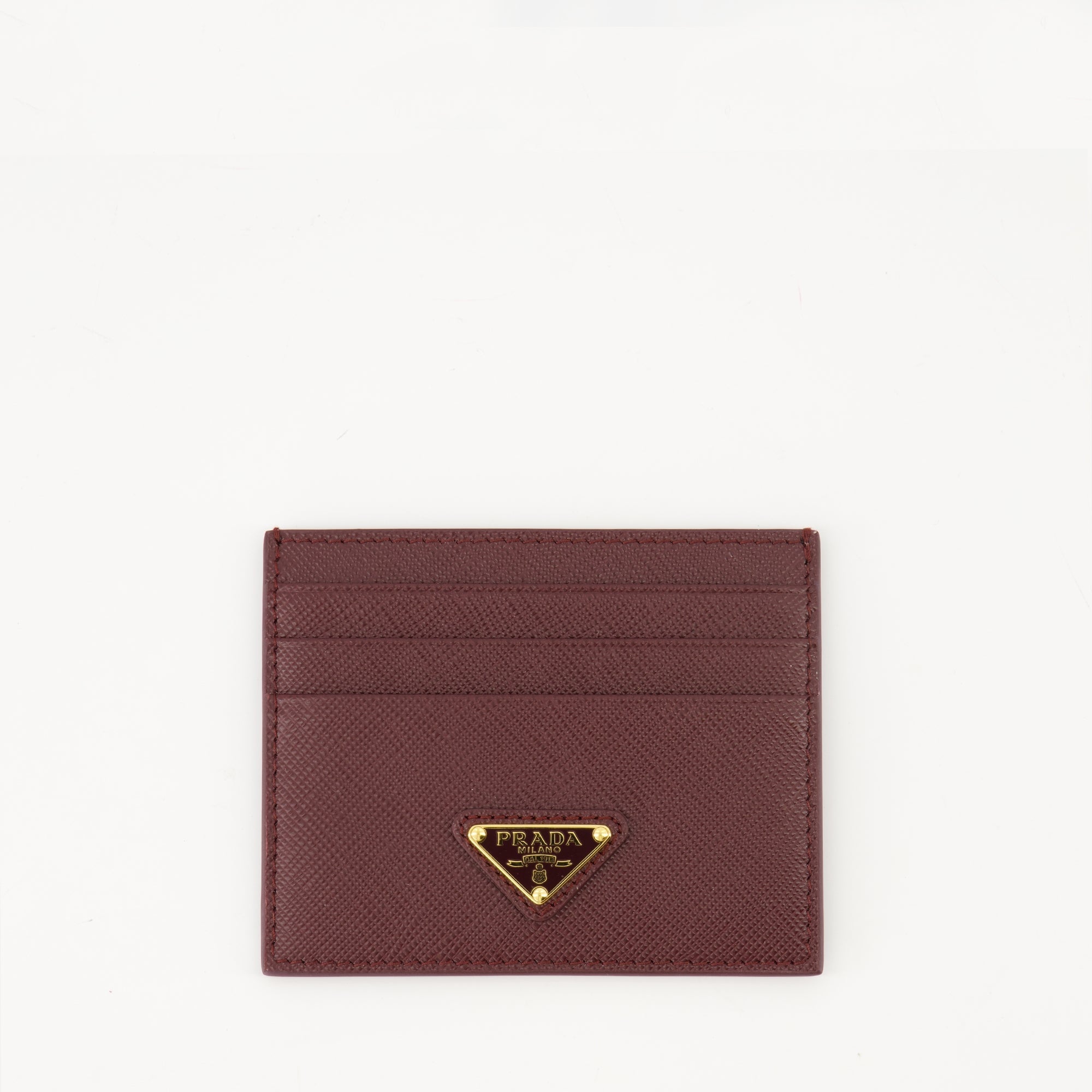 Prada wallet, Saffiano leather wallet, bordeaux wallet, card holder, luxury accessories
