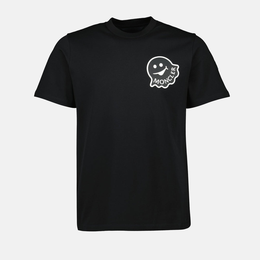 Black T-shirt, Moncler logo tee, Ghost logo, Casual wear, Cotton t-shirt
