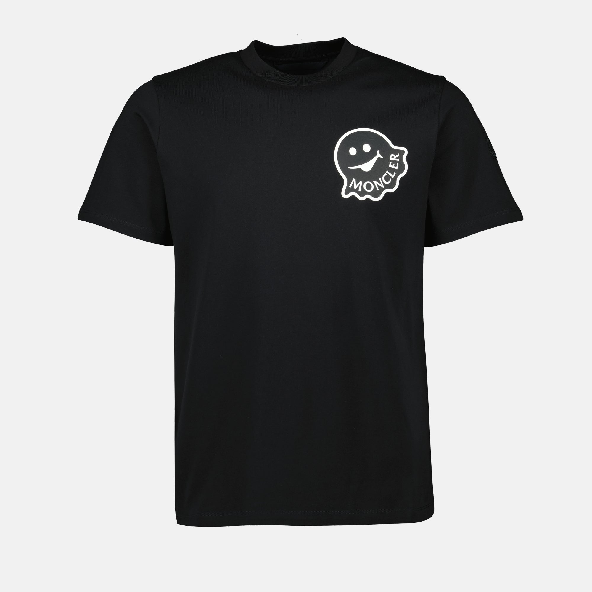 Black T-shirt, Moncler logo tee, Ghost logo, Casual wear, Cotton t-shirt