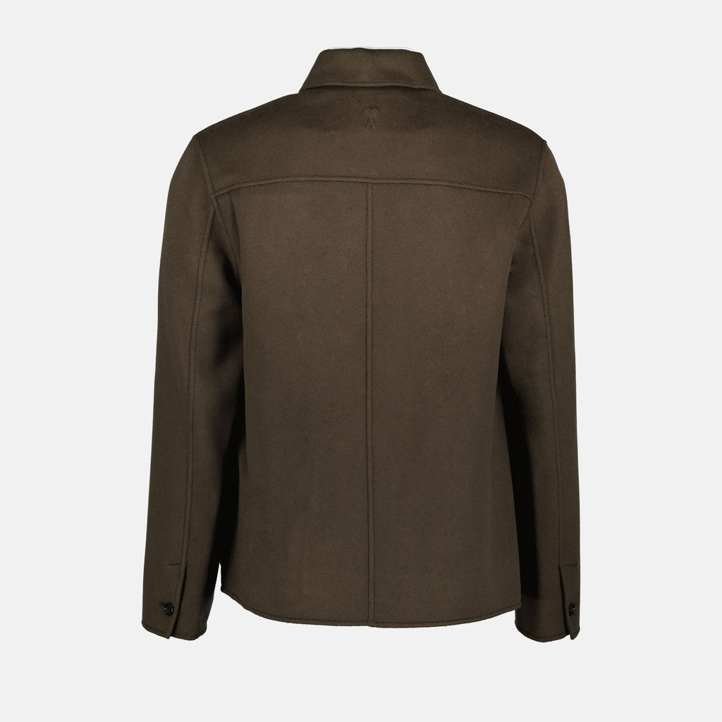 Brown wool jacket, AMI Paris wool jacket, luxury cashmere jacket, Autumn-Winter 2024 men's jacket, high-end wool outerwear