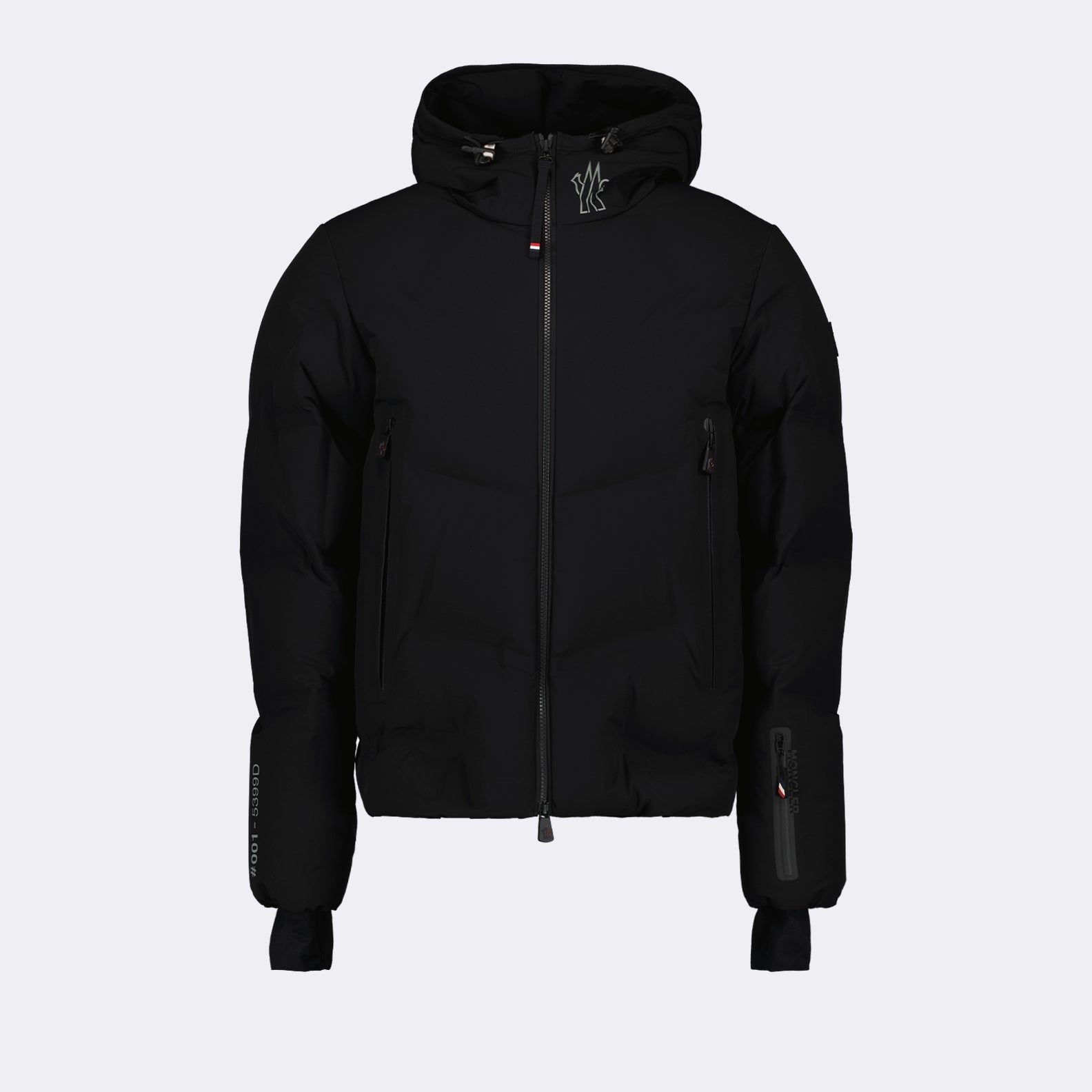 Moncler jacket, padded jacket, black nylon jacket, quilted jacket, high collar coat