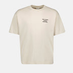 Bild eines beigen Baumwoll-Slogan-T-Shirts von Drole De Monsieur für Herren - Saison Frühling-Sommer 2025 - Vorderansicht