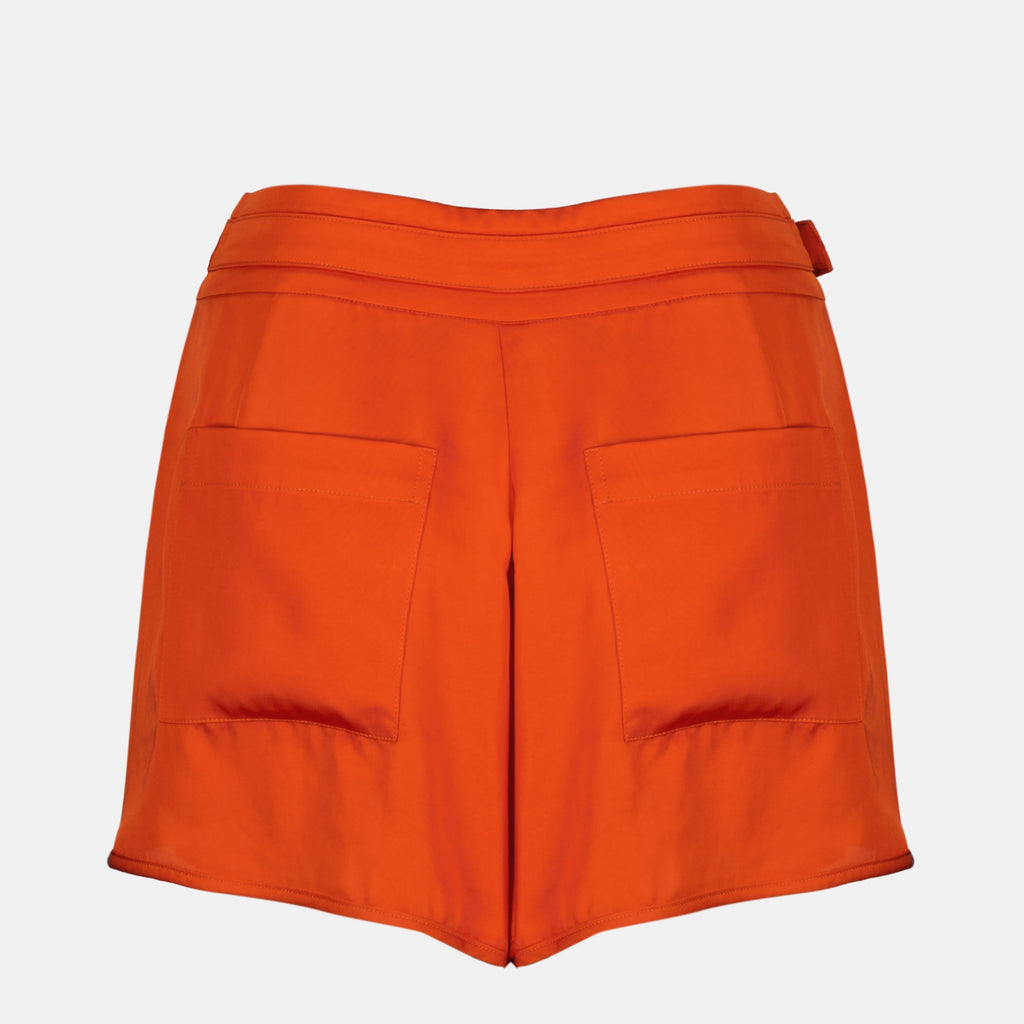 Shorts Efecto Satén Naranja
