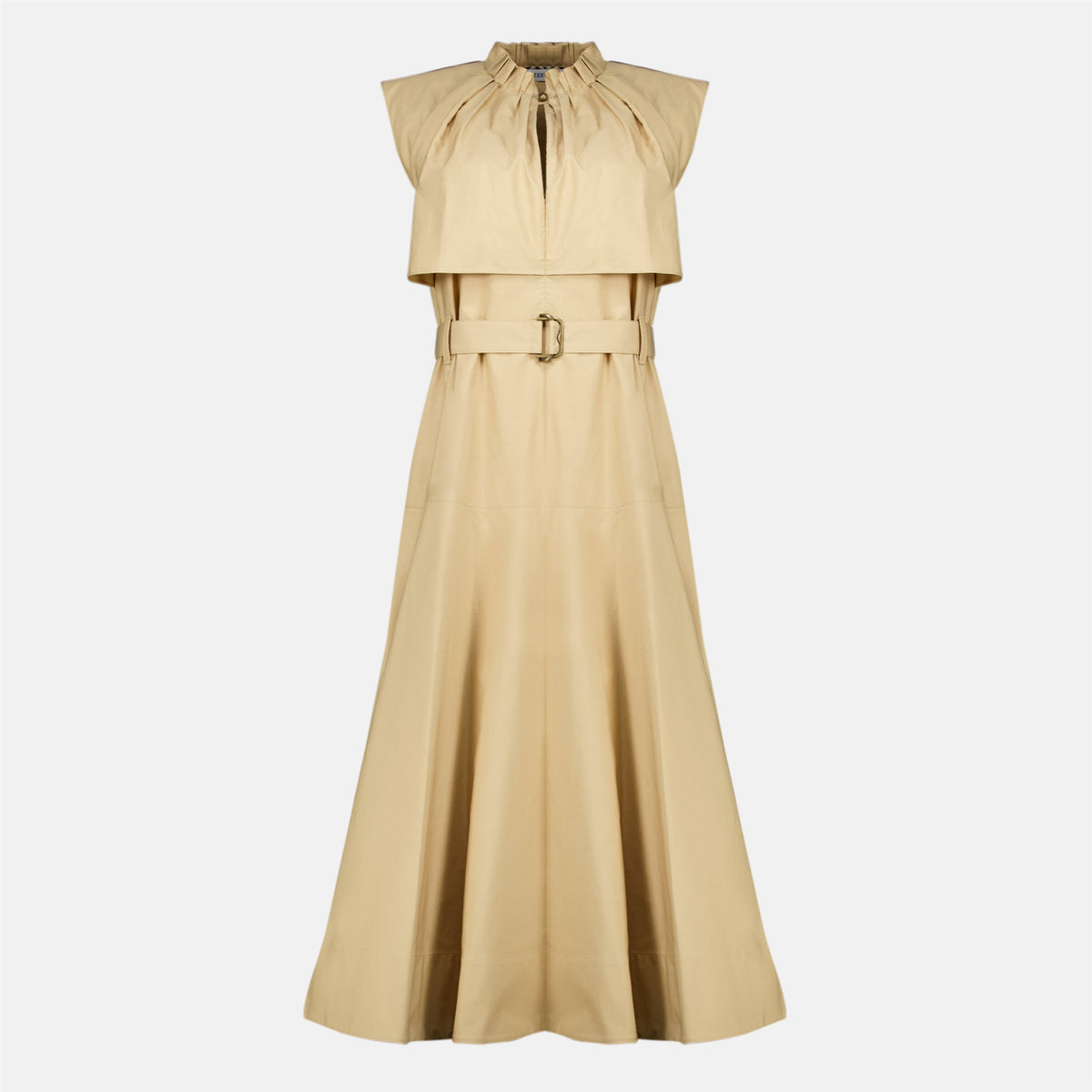 Abito midi in popeline beige
