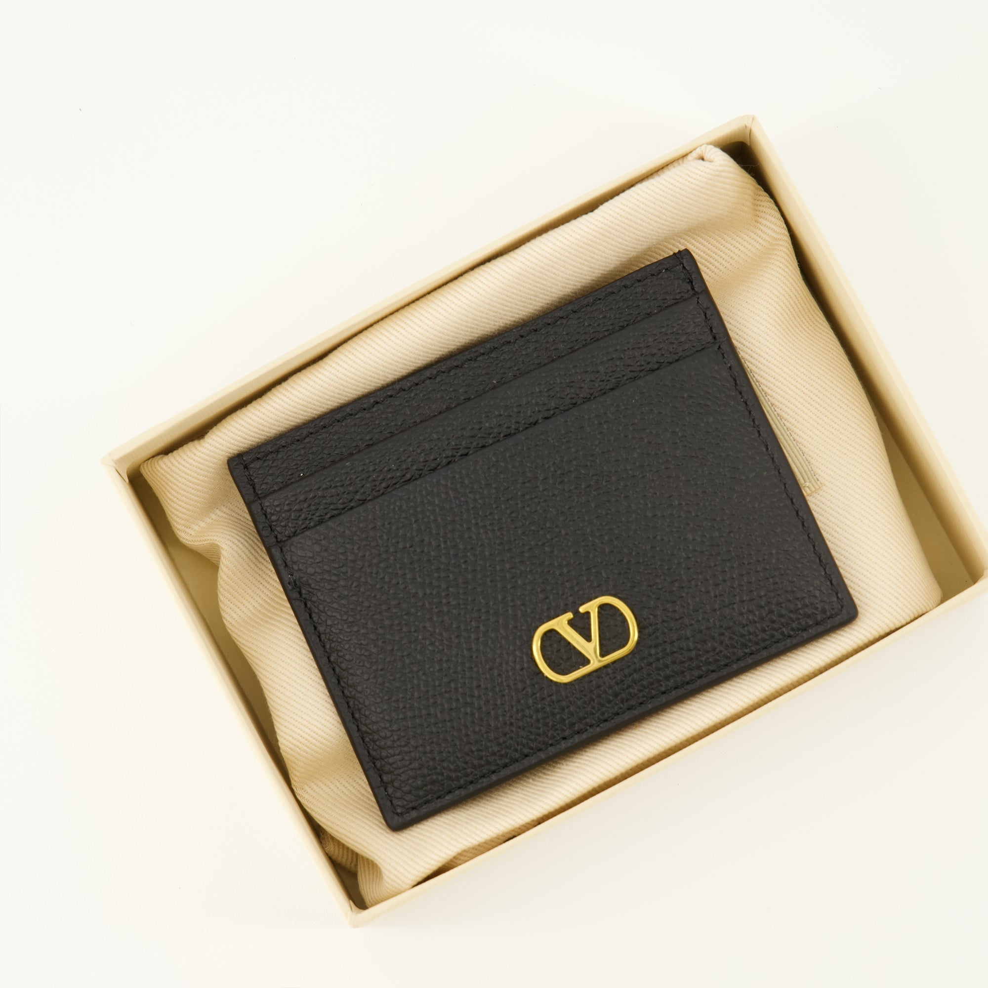 Valentino VLogo card holder, black leather card holder, luxury accessories, smooth calfskin card holder, designer cardholder