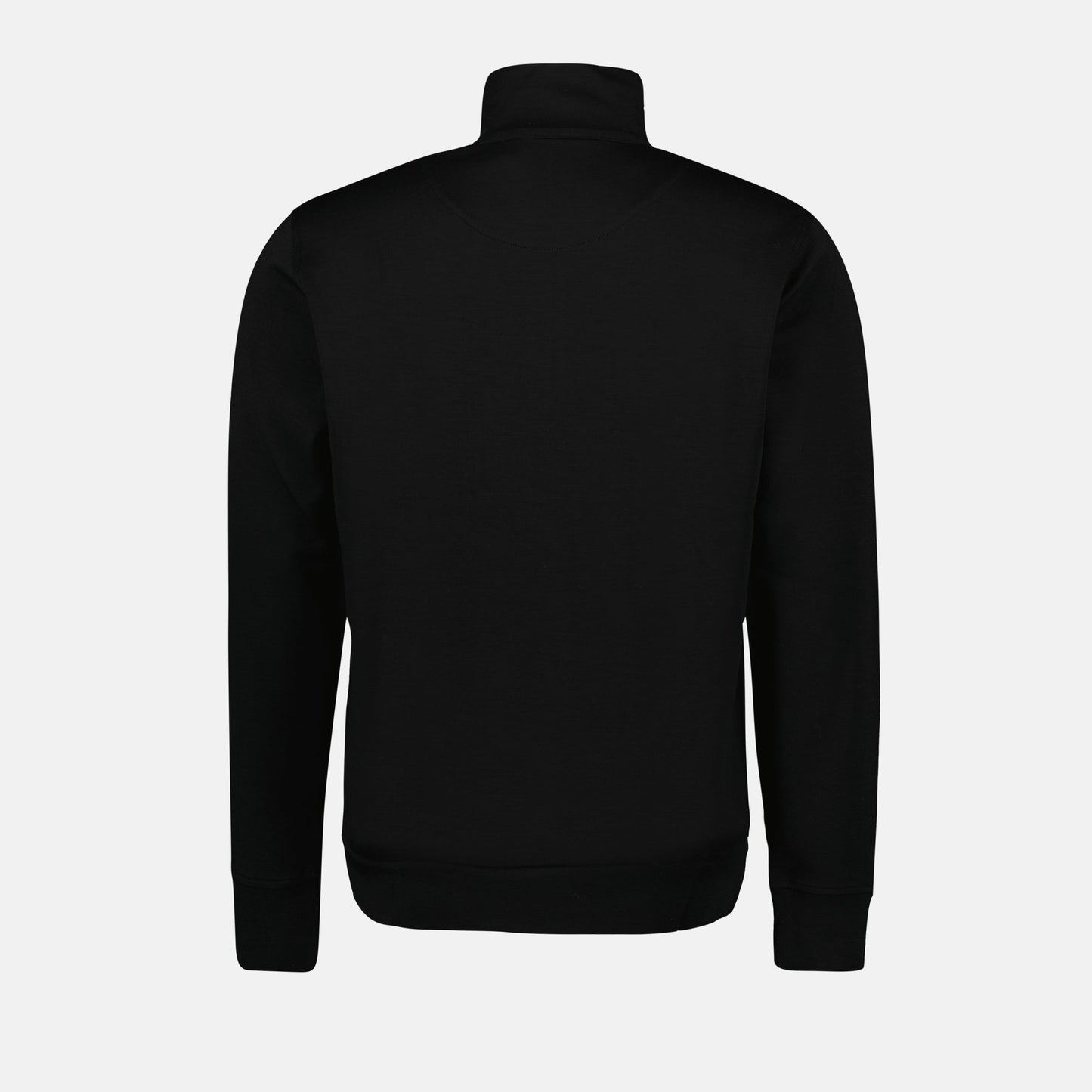 black merino wool sweater, zipped high collar, autumn-winter knitwear, luxury men's fashion, elegant warm sweater