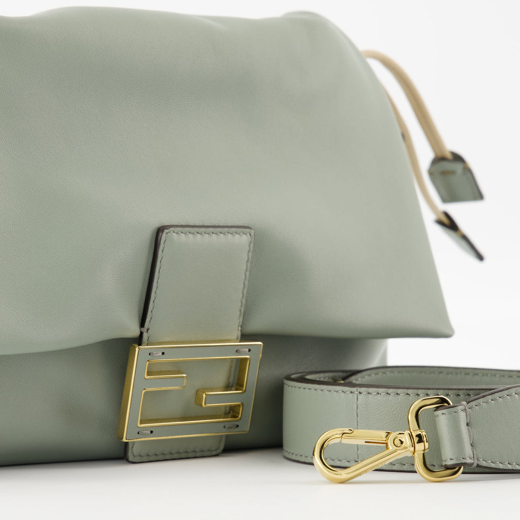 Fendi Mamma Baguette, matcha green bag, leather handbag, designer accessories, women’s fashion