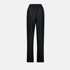 Image of Black Silk Pants with Elastic Waist by Mm6 for Women - Season Spring-Summer 2025 - Product detail view 1
