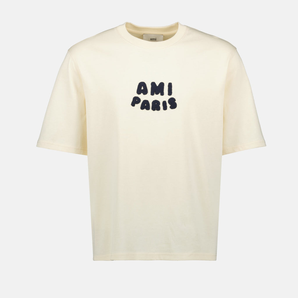 Ami de Paris T-shirt, beige patch t-shirt, oversized t-shirt, unisex fashion, contemporary casual wear