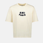 Ami de Paris T-shirt, beige patch t-shirt, oversized t-shirt, unisex fashion, contemporary casual wear