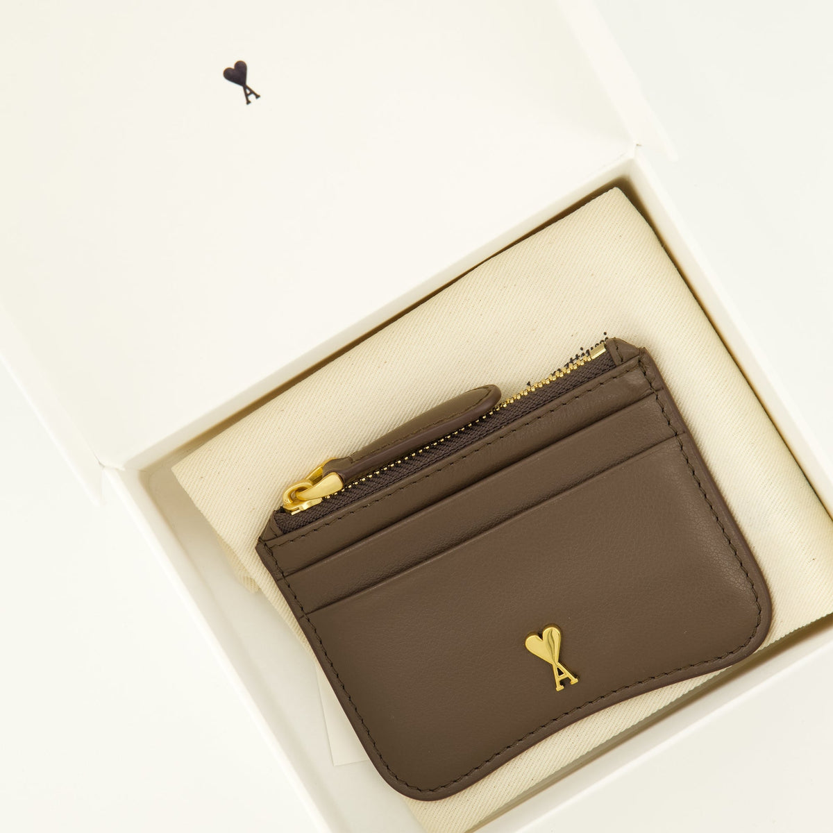 Porte-Cartes Zippé Paris en Cuir Marron