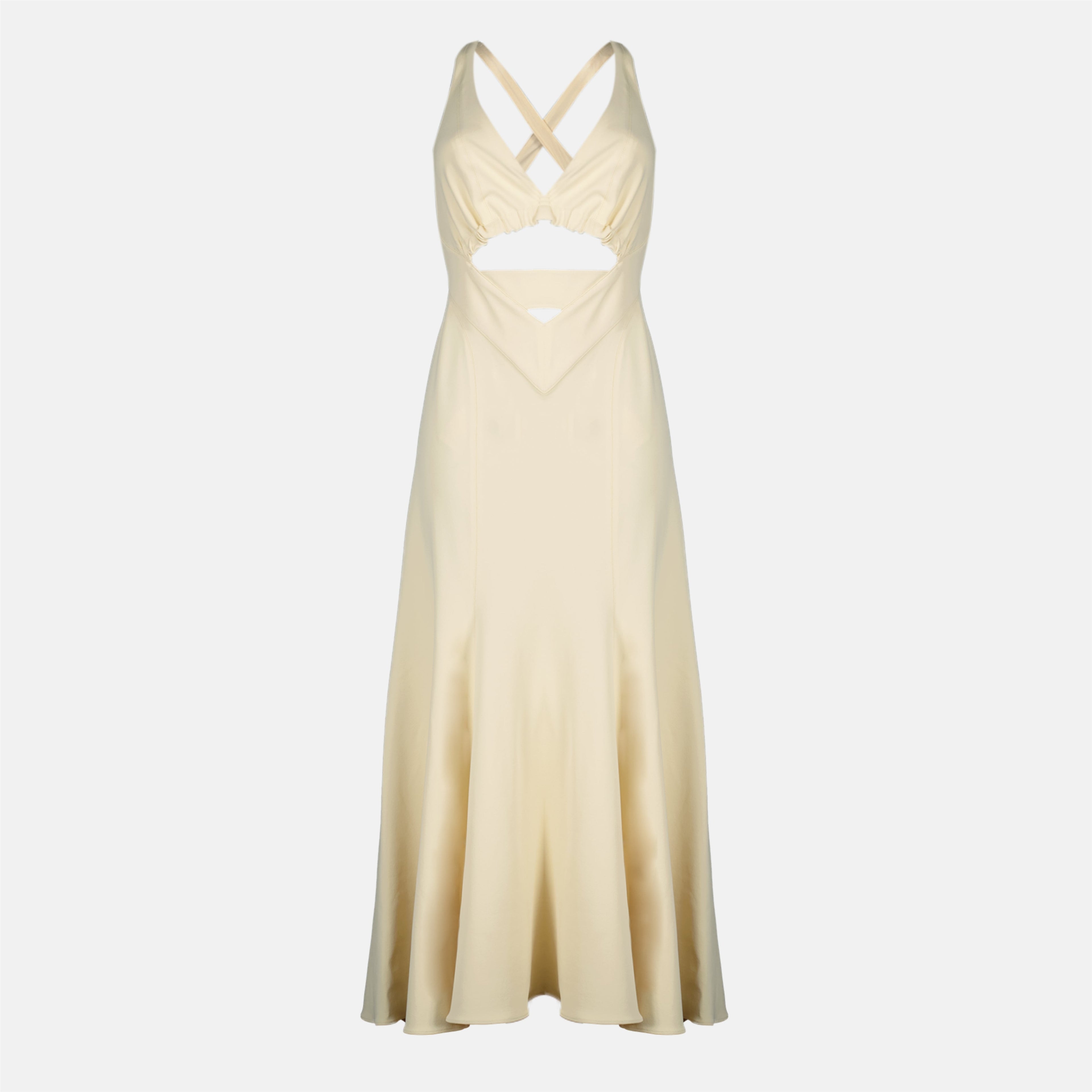 Rabanne Women's Layered Cut-Out Midi-Dress - Ecru - Size 8 Rabanne Women's Layered Cut-Out Midi-Dress - Ecru - Size 8